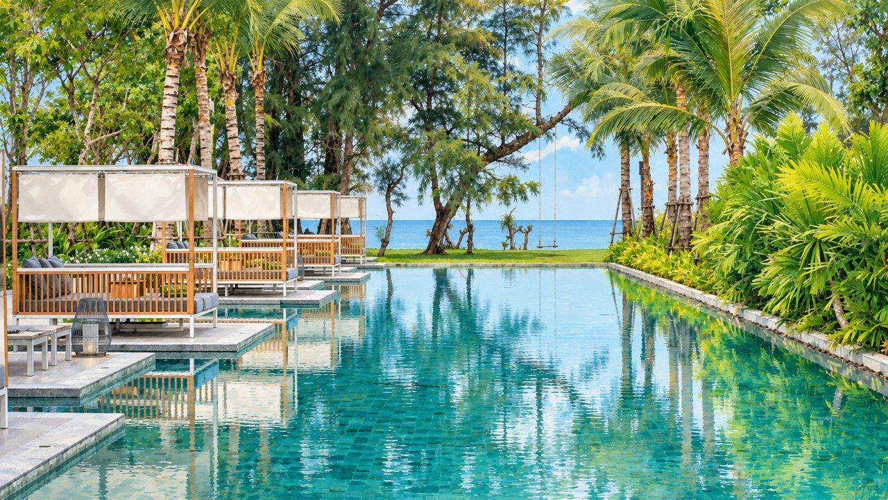 Иллюстрация по фотографии отеля Meliá Phuket Mai Khao