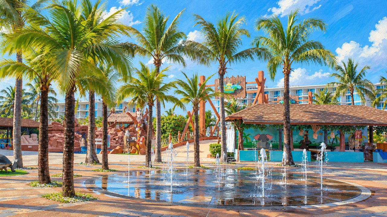 Иллюстрация по фотографии отеля Splash Beach Resort